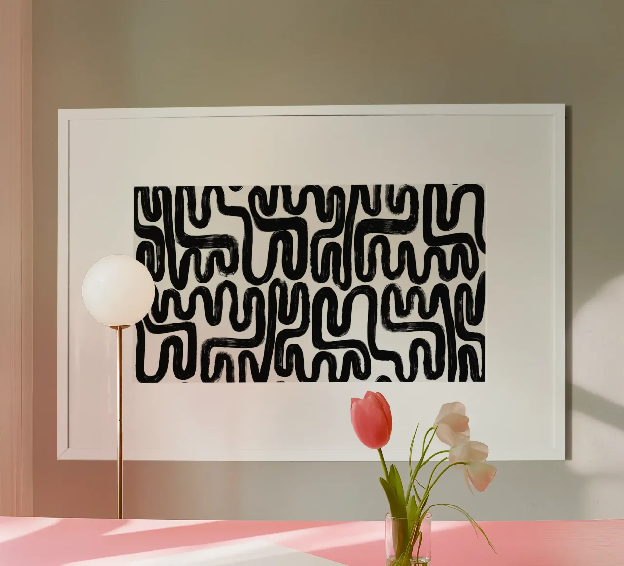 Labyrinth of lines - abstract pattern art in black and white hahnemühle by Kunst und Kontrast