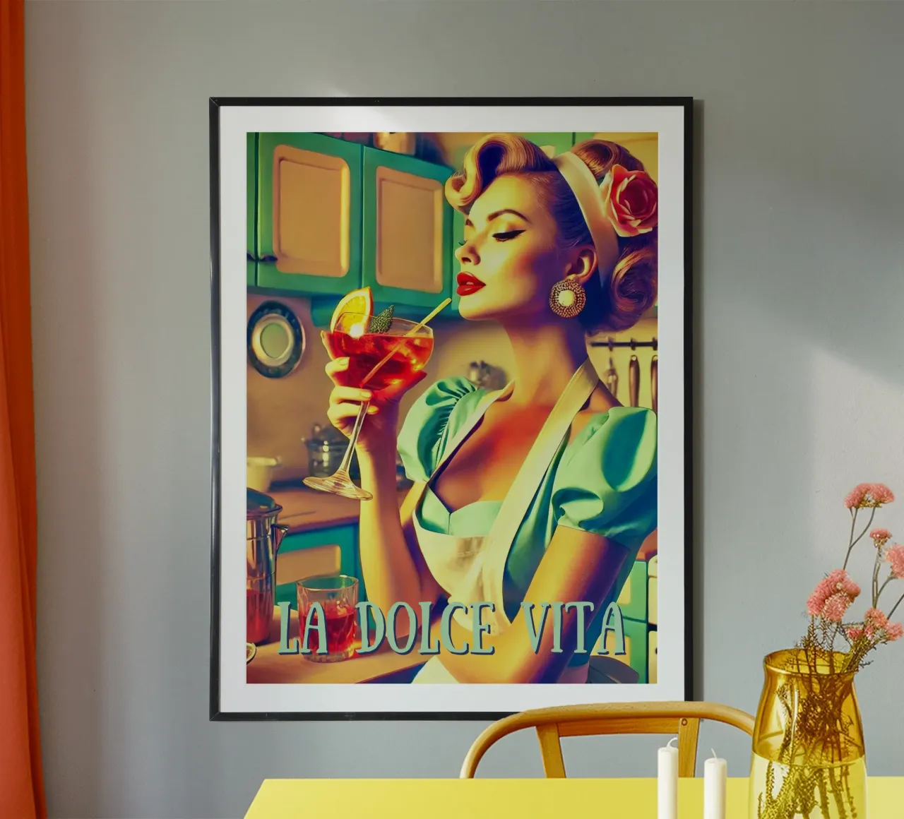 La Dolce Vita poster with wooden frame by Digital Naive