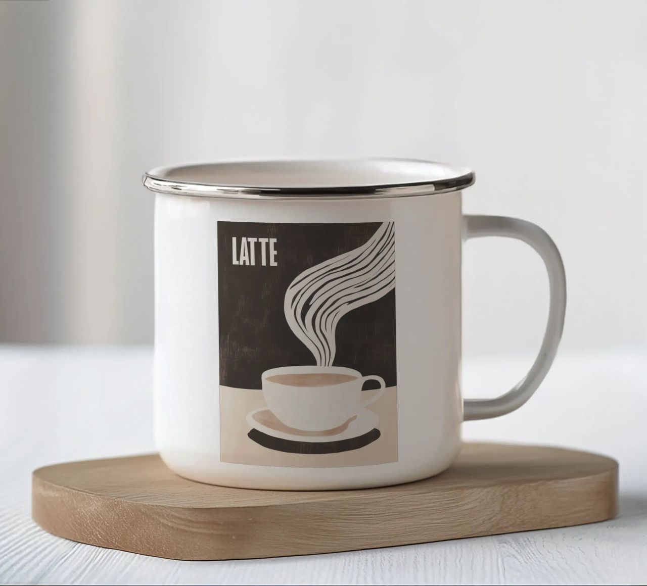 LATTE | Caffè con latte motivo cucina tazza in smalto da Autofocus