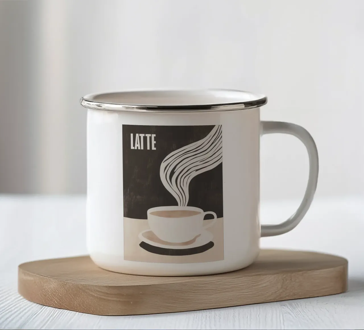 LATTE | Caffè con latte motivo cucina tazza in smalto da Autofocus