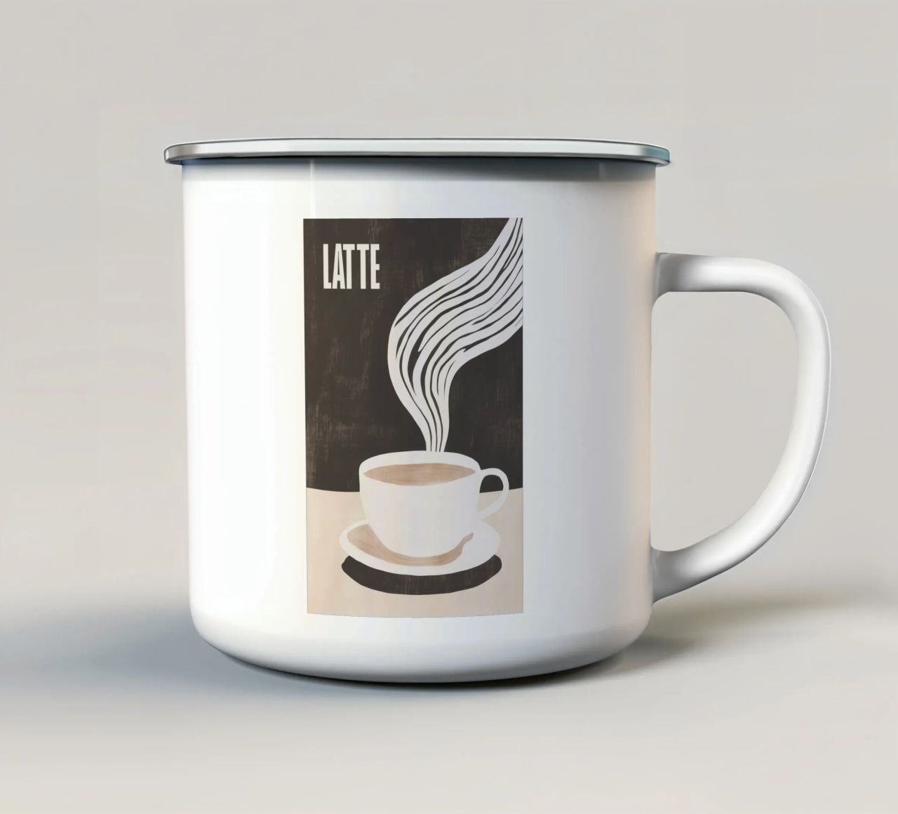 LATTE | Caffè con latte motivo cucina tazza in smalto da Autofocus