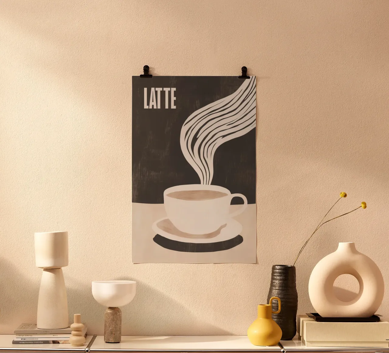 LATTE | Caffè con latte motivo cucina poster da Autofocus