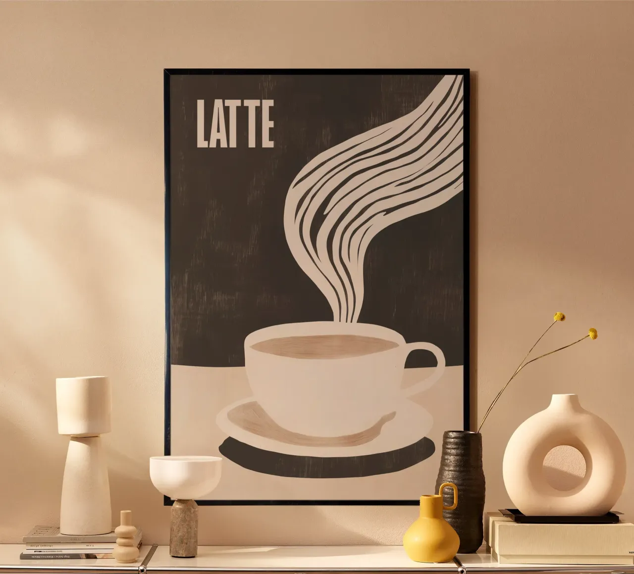 LATTE | Caffè con latte motivo cucina poster da Autofocus