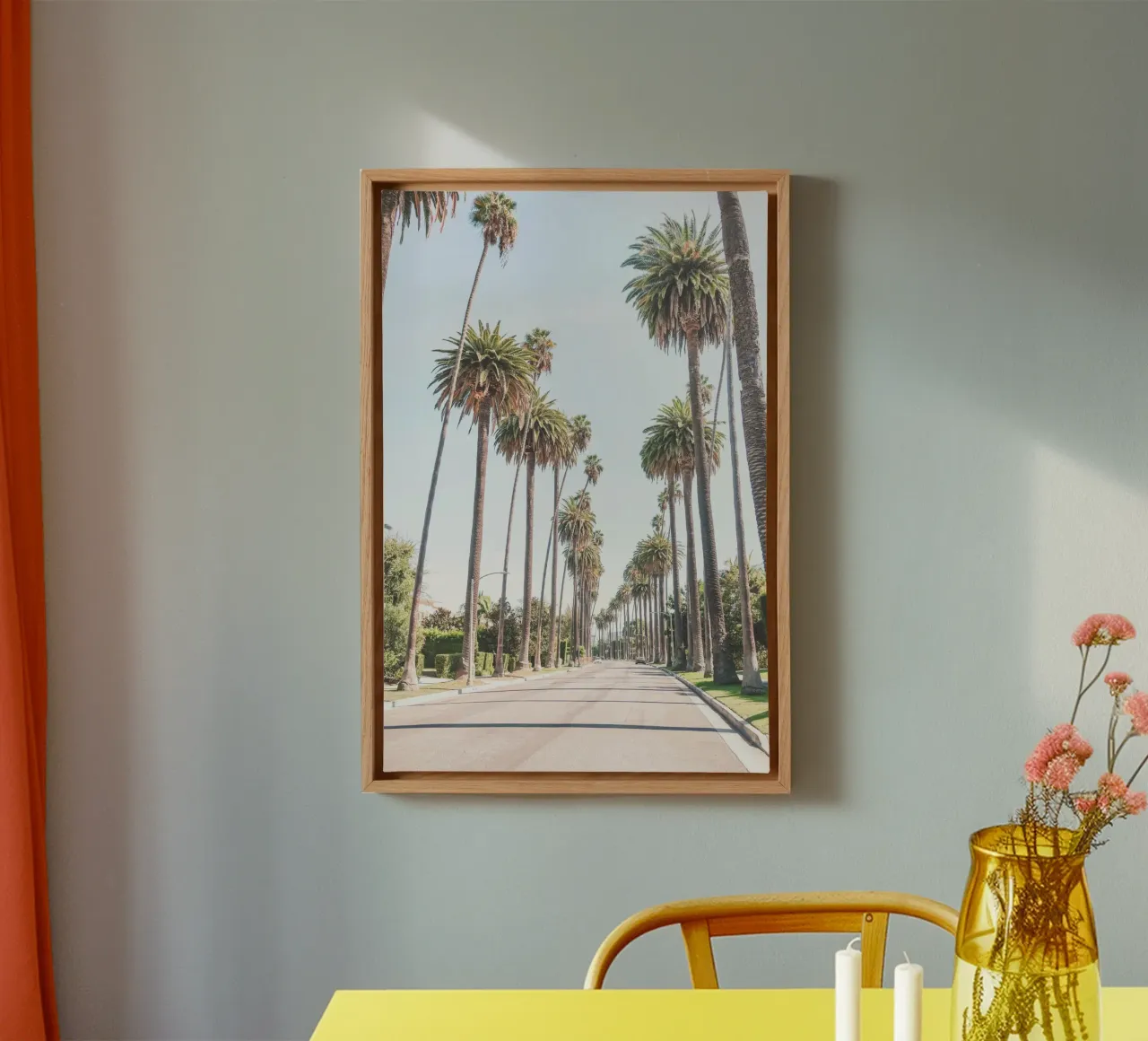 Los Angeles, VS I Onder de palmen van Beverly Hills canvas met Baklijst van Julie Travel Photography
