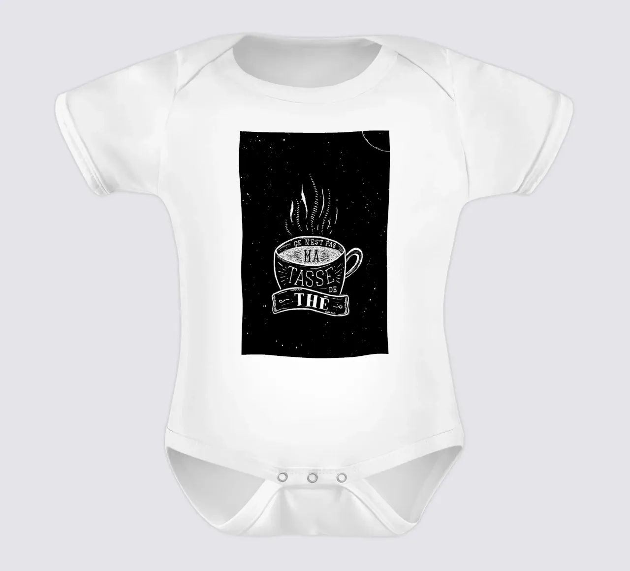 Ma tasse de thé short-sleeve baby romper by JONATTEND