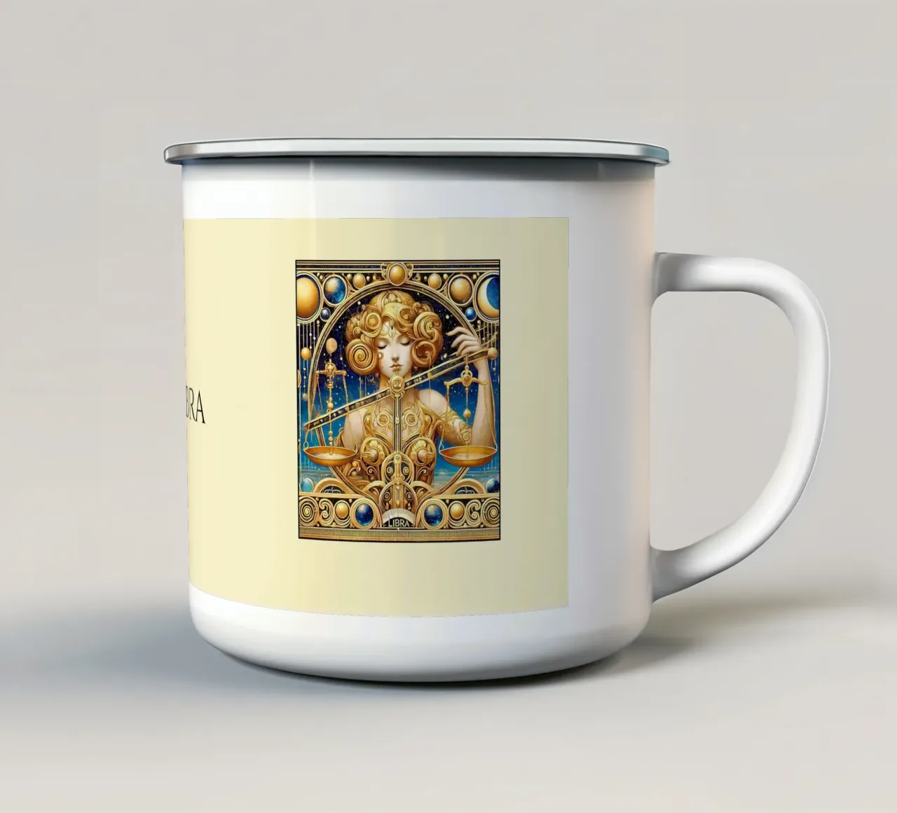 Segno zodiacale Bilancia tazza in smalto da Art-Nouveau-Dsg
