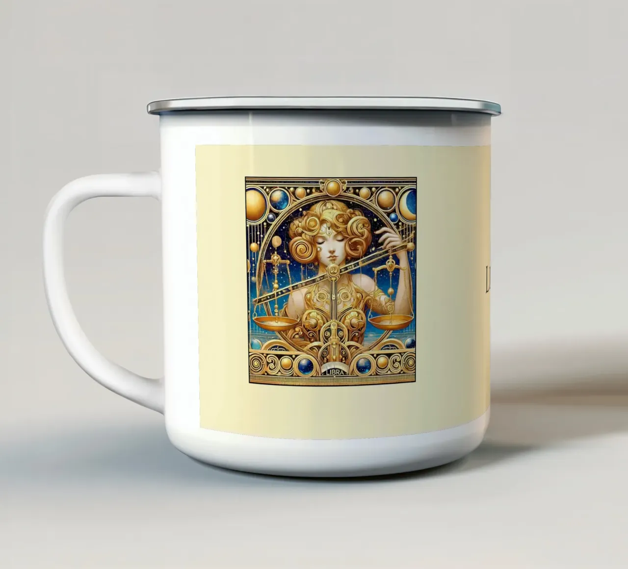 Segno zodiacale Bilancia tazza in smalto da Art-Nouveau-Dsg