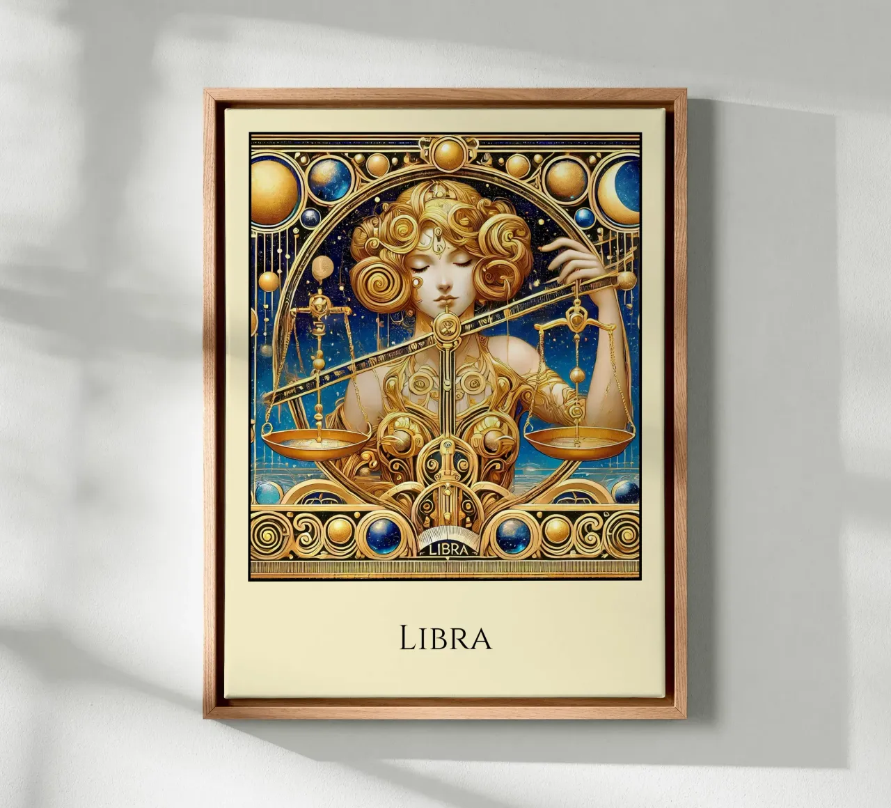 Astrologisch teken Weegschaal canvas met Baklijst van Art-Nouveau-Dsg