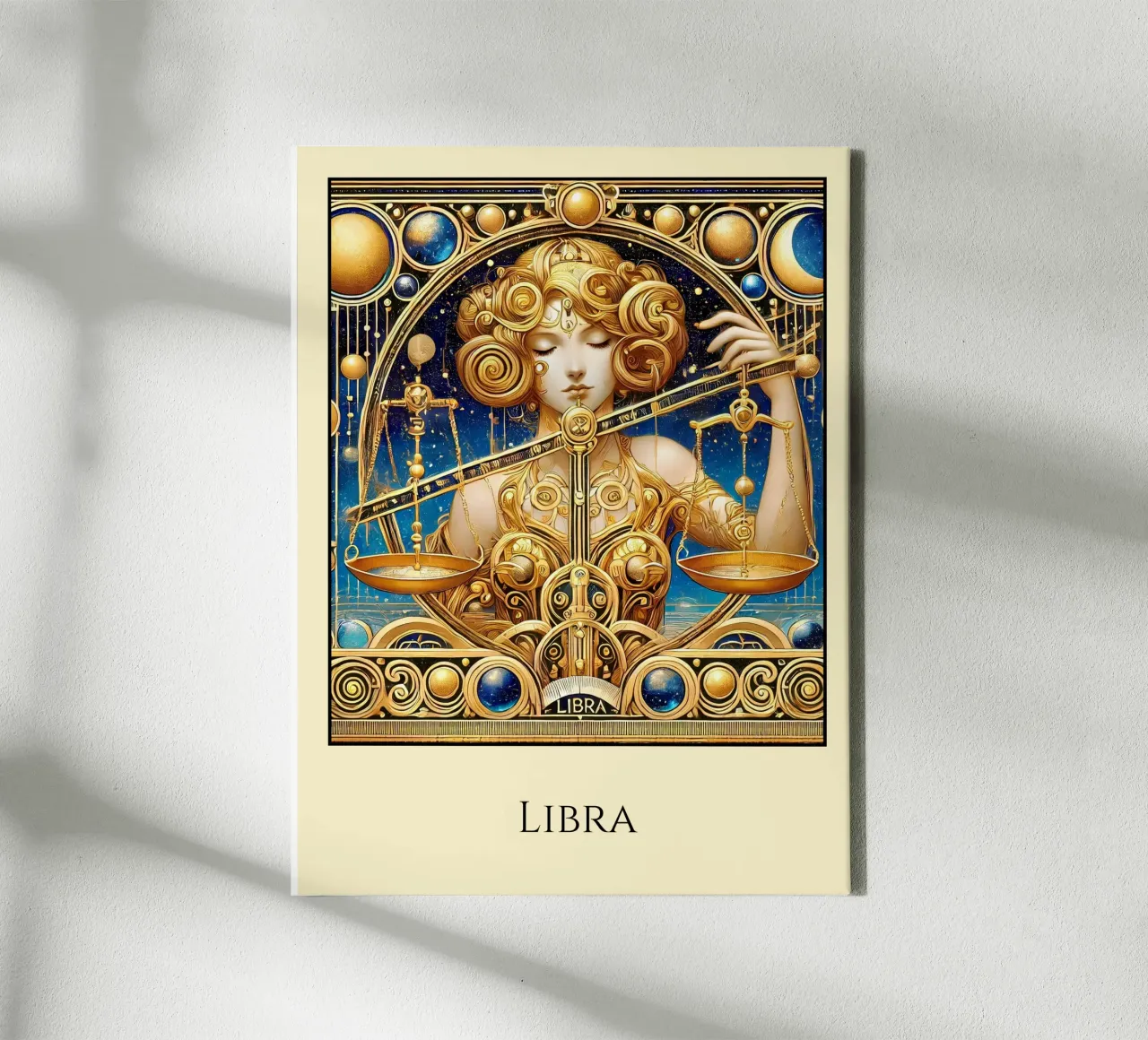 Astrologisch teken Weegschaal canvas met Baklijst van Art-Nouveau-Dsg