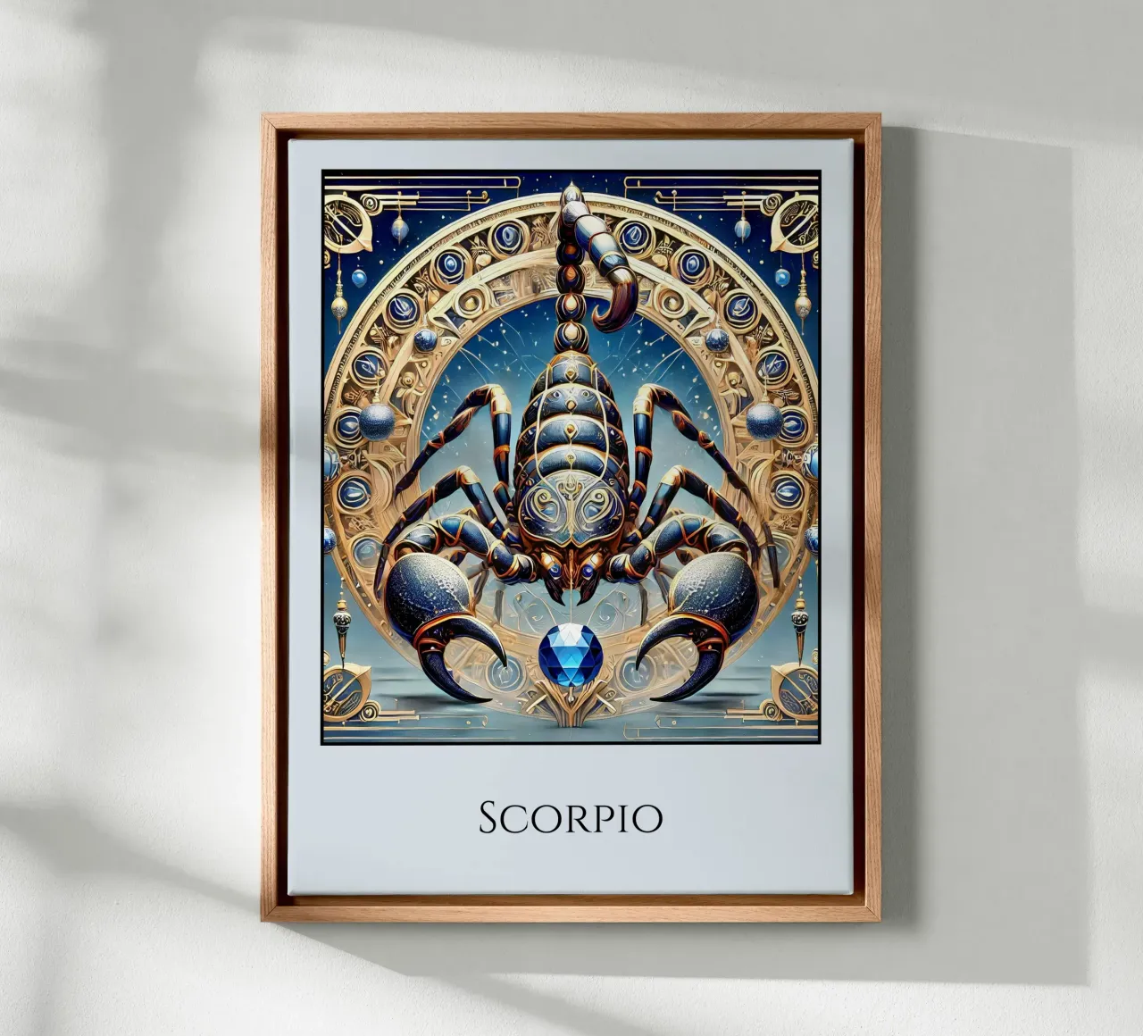Sternzeichen Skorpion Leinwand mit Schattenfugenrahmen von Art-Nouveau-Dsg