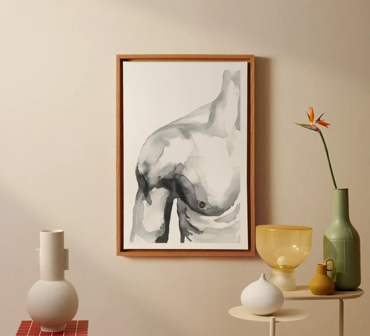 The anatomy of art - Minimalist representation of the body canvas with Floater frame by Kunst und Kontrast