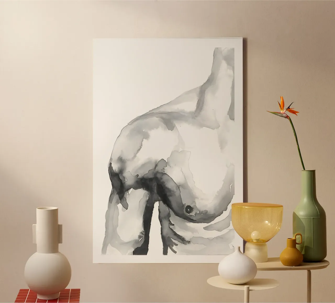 The anatomy of art - Minimalist representation of the body canvas with Floater frame by Kunst und Kontrast