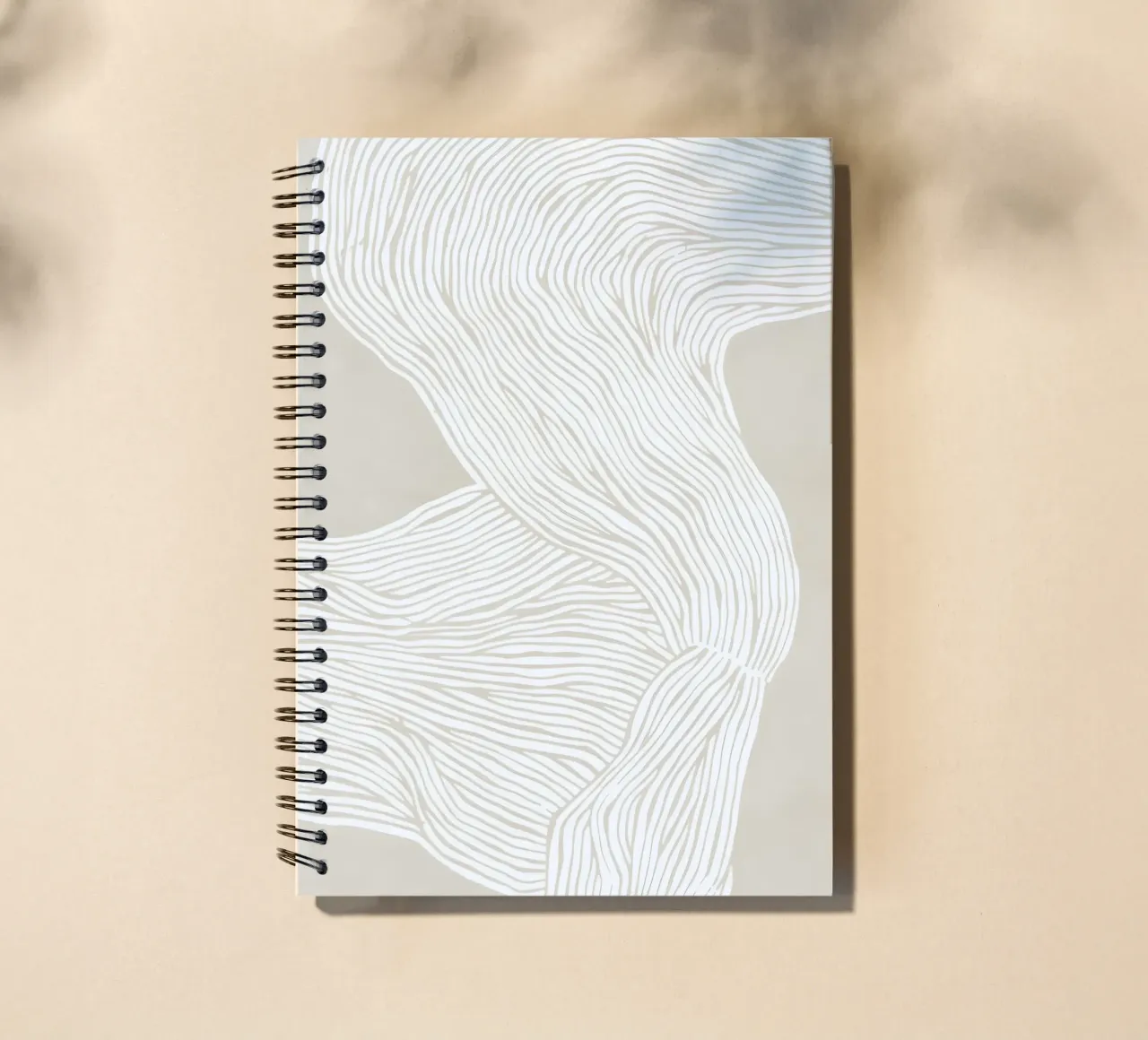 Flowing lines - abstract elegance in cream spiral notebook by Kunst und Kontrast