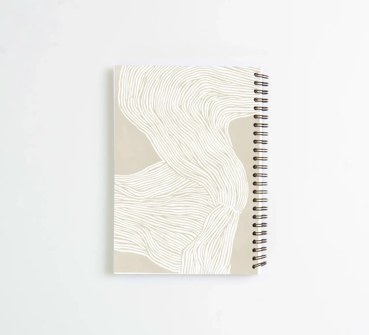 Flowing lines - abstract elegance in cream spiral notebook by Kunst und Kontrast
