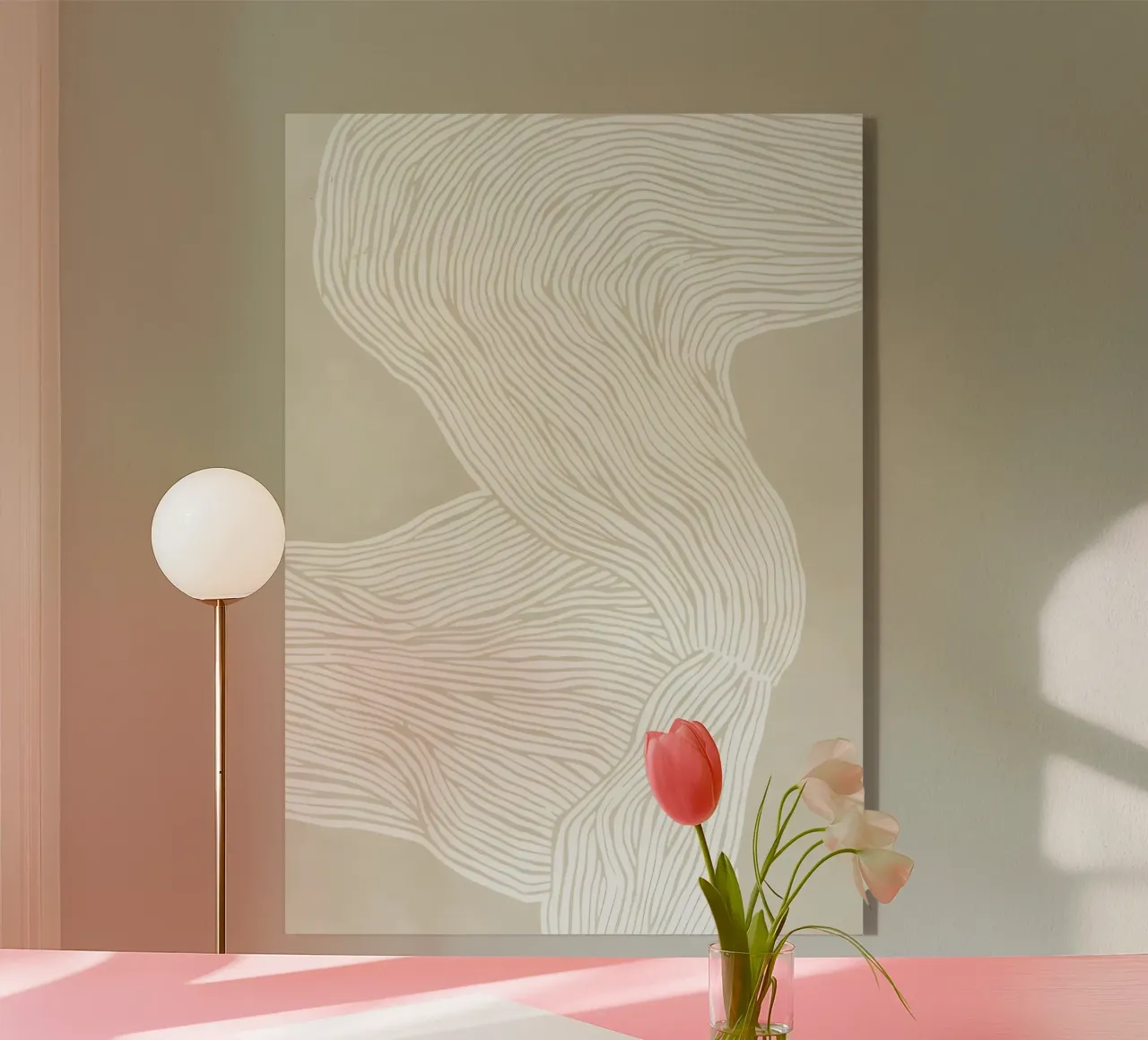 Linee fluide - eleganza astratta in color crema plexiglass da Kunst und Kontrast