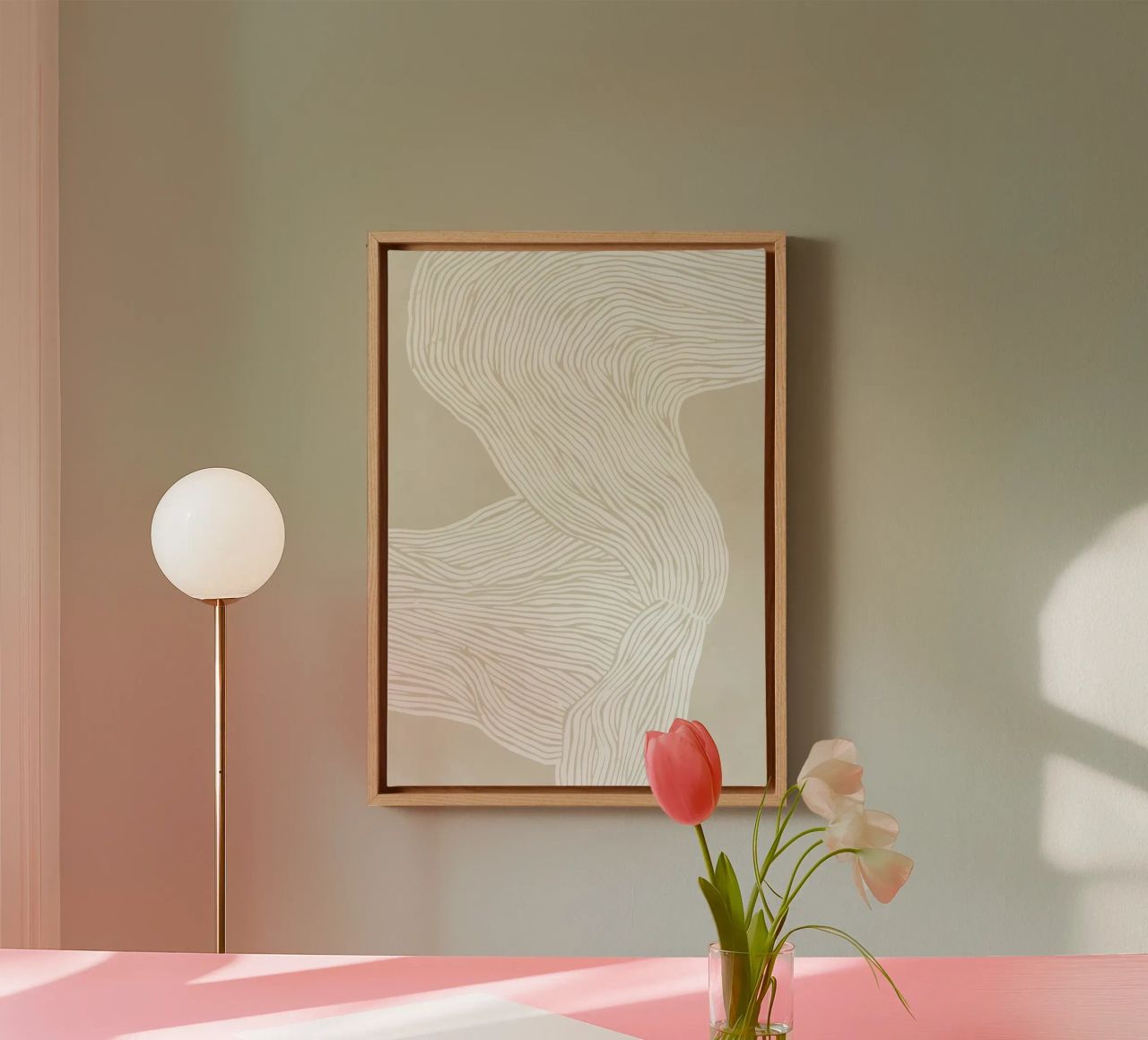 Flowing lines - abstract elegance in cream canvas by Kunst und Kontrast