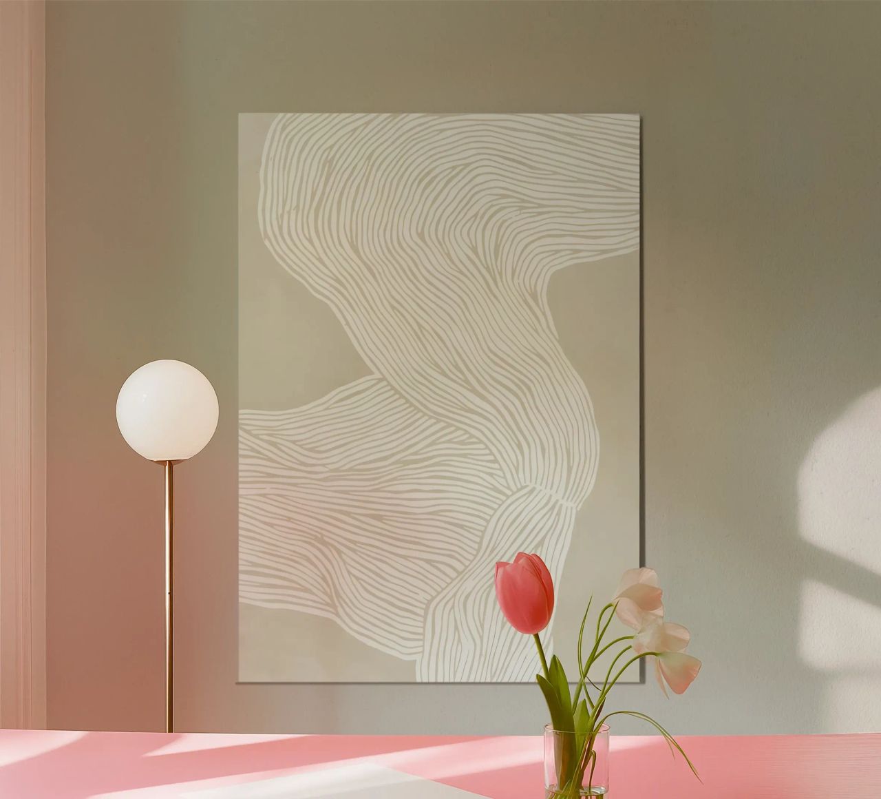 Linee fluide - eleganza astratta in color crema carta hahnemühle da Kunst und Kontrast