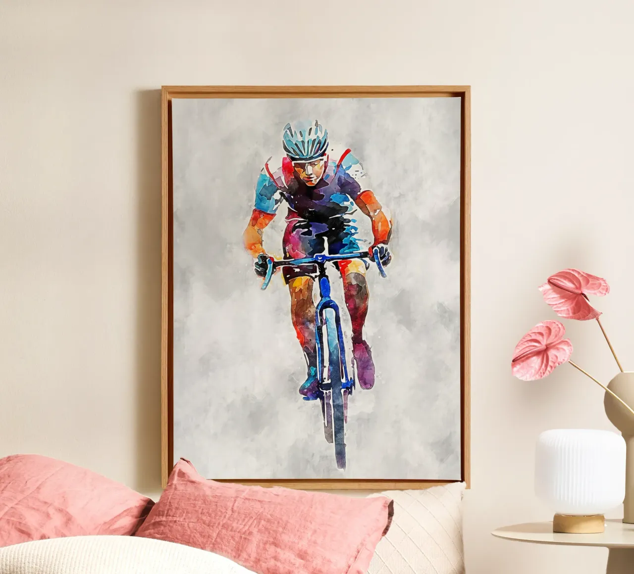 Cycling Color Gray A tela con Cornice a cassetta da Mateo