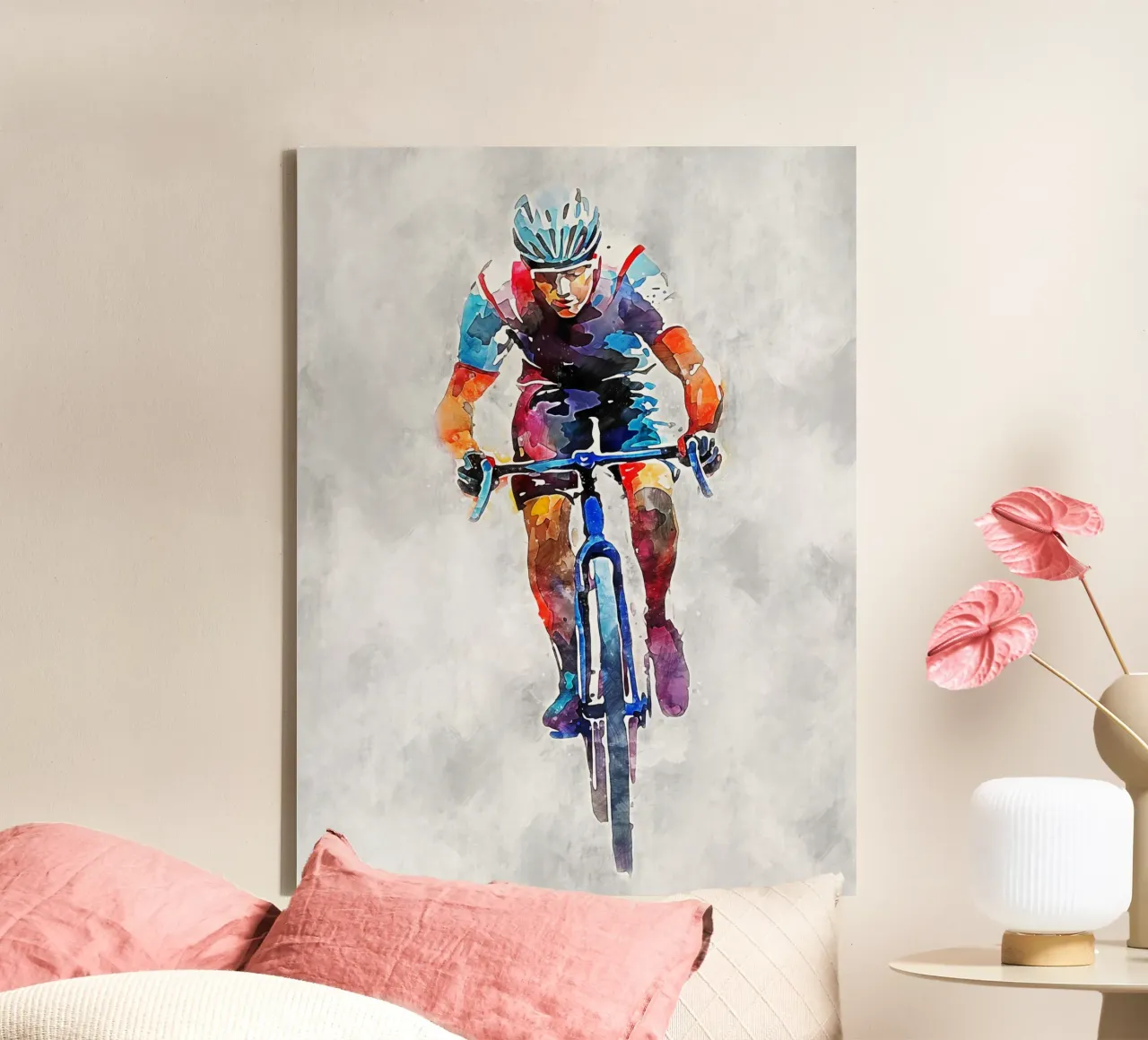 Cycling Color Gray A tela con Cornice a cassetta da Mateo