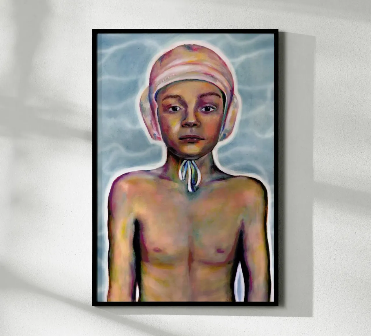 Swimming Boy poster con telaio in legno da Laura O'Connor