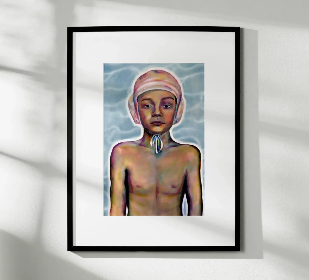 Swimming Boy poster con telaio in legno da Laura O'Connor