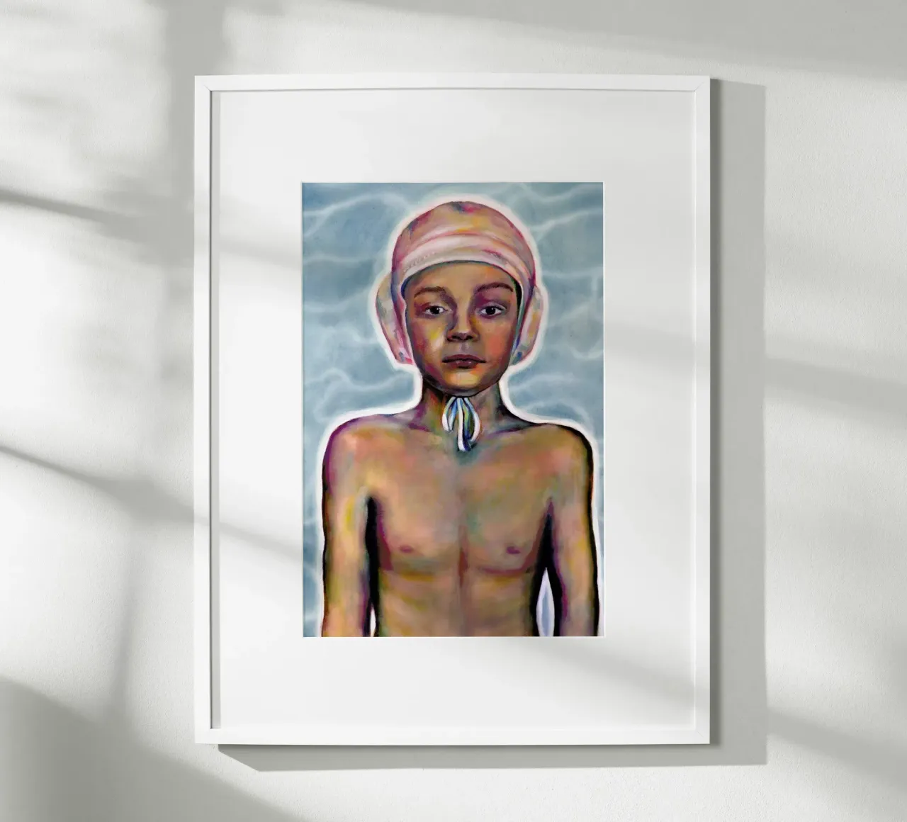 Swimming Boy poster con telaio in legno da Laura O'Connor