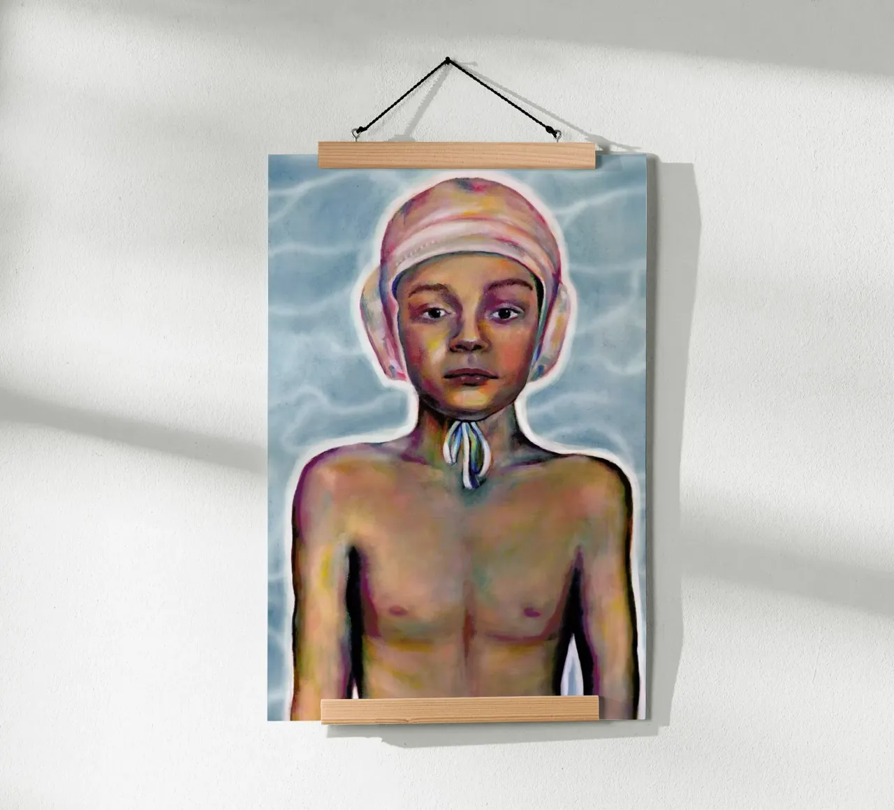 Swimming Boy poster con telaio in legno da Laura O'Connor