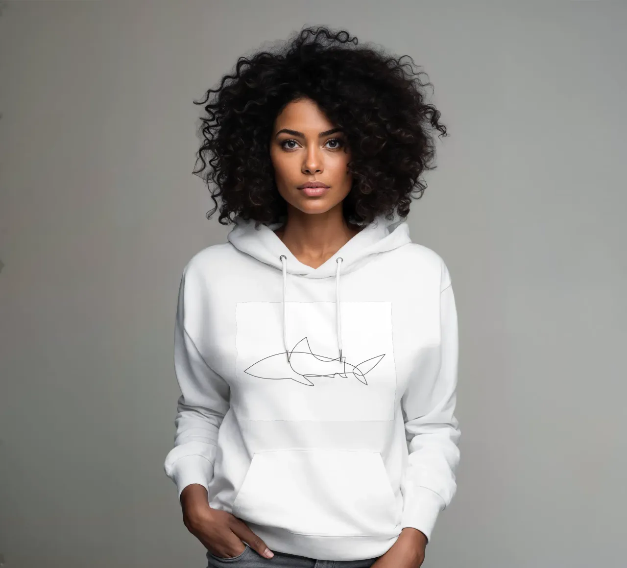 One Line Shark felpa con cappuccio da Addillum