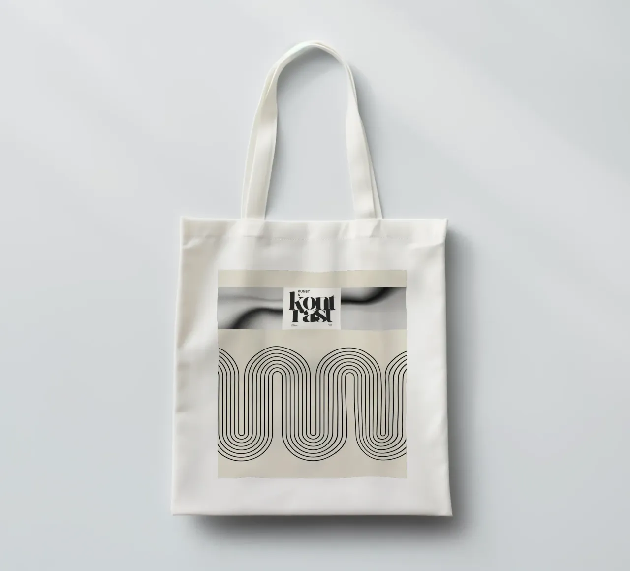 Retro-geïnspireerde lijnkunst - stijlvolle wanddecoratie jute draagtas van Kunst und Kontrast