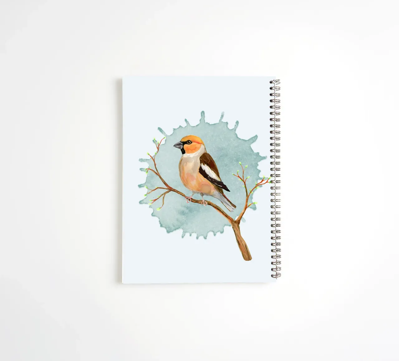 A hawfinch watercolour drawing spiral notebook by BwiseLizzy