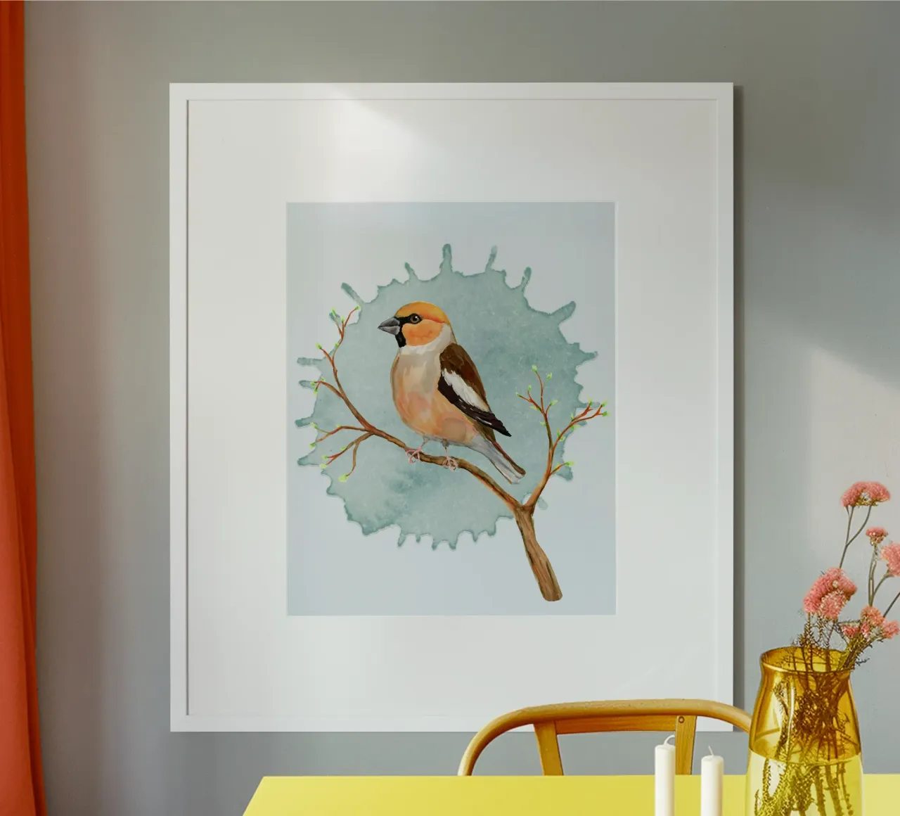 Dessin à l'aquarelle d'un épervier poster avec cadre en plastique de BwiseLizzy