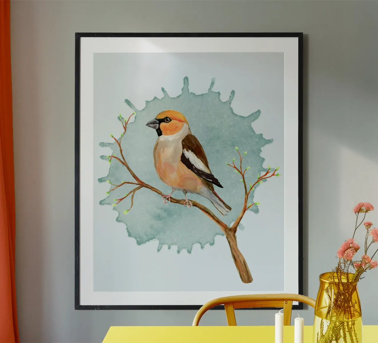 Dessin à l'aquarelle d'un épervier poster avec cadre en plastique de BwiseLizzy