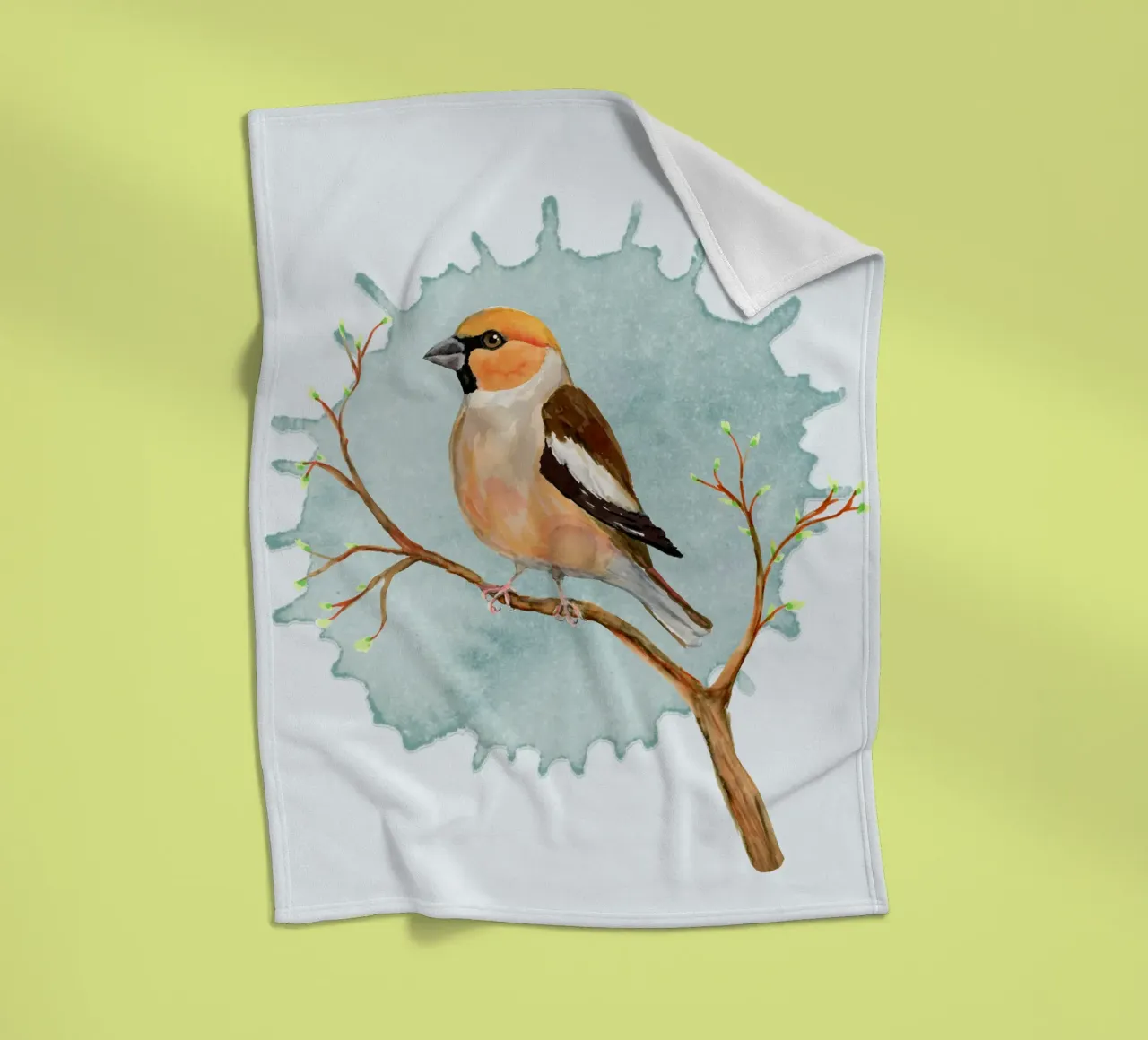 Ein Kernbeißer Aquarellzeichnung Fleecedecke von BwiseLizzy