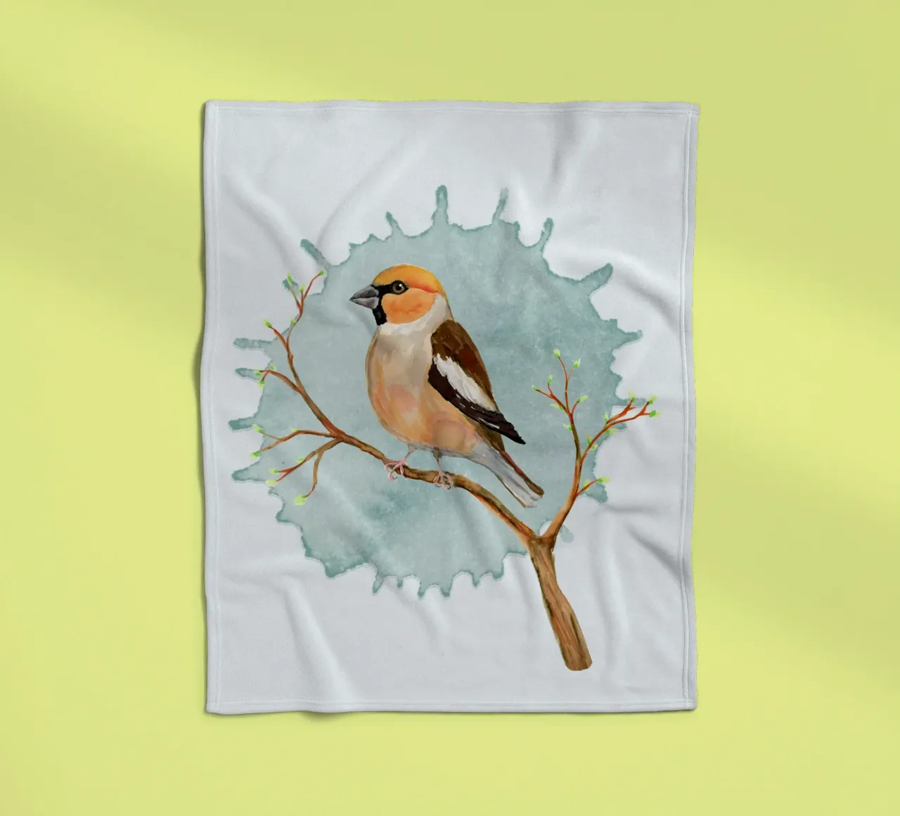 Ein Kernbeißer Aquarellzeichnung Fleecedecke von BwiseLizzy