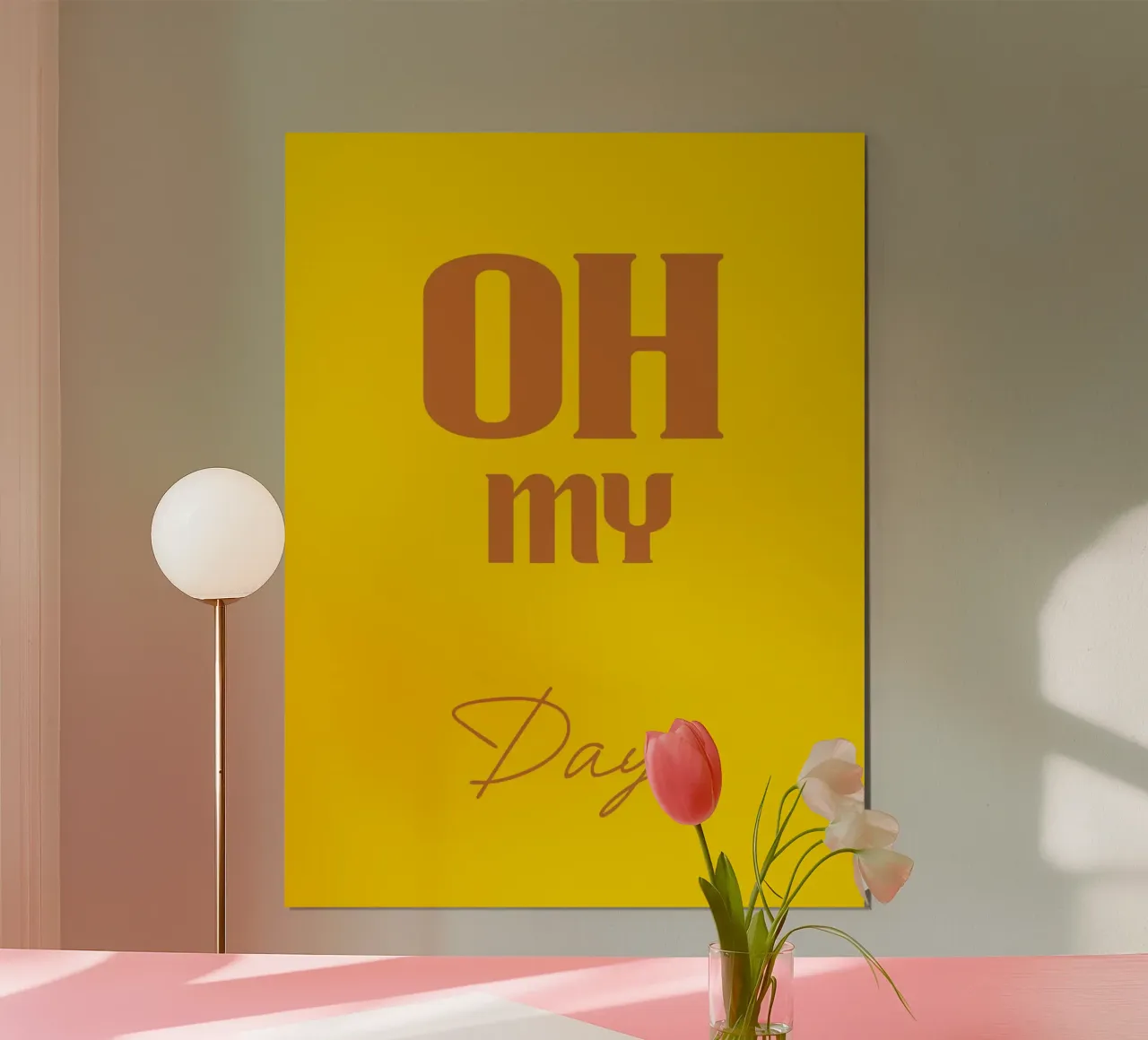 Estetica del colore giallo Oh My Day poster con telaio in legno da AESTHETIC WRITING