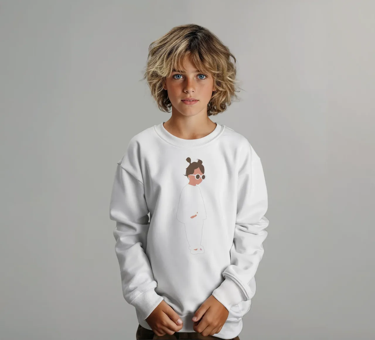 LOLA - Mädchen mit Sonnenbrille minimalistisch illustriert Kinder Sweatshirt von Tine Taler
