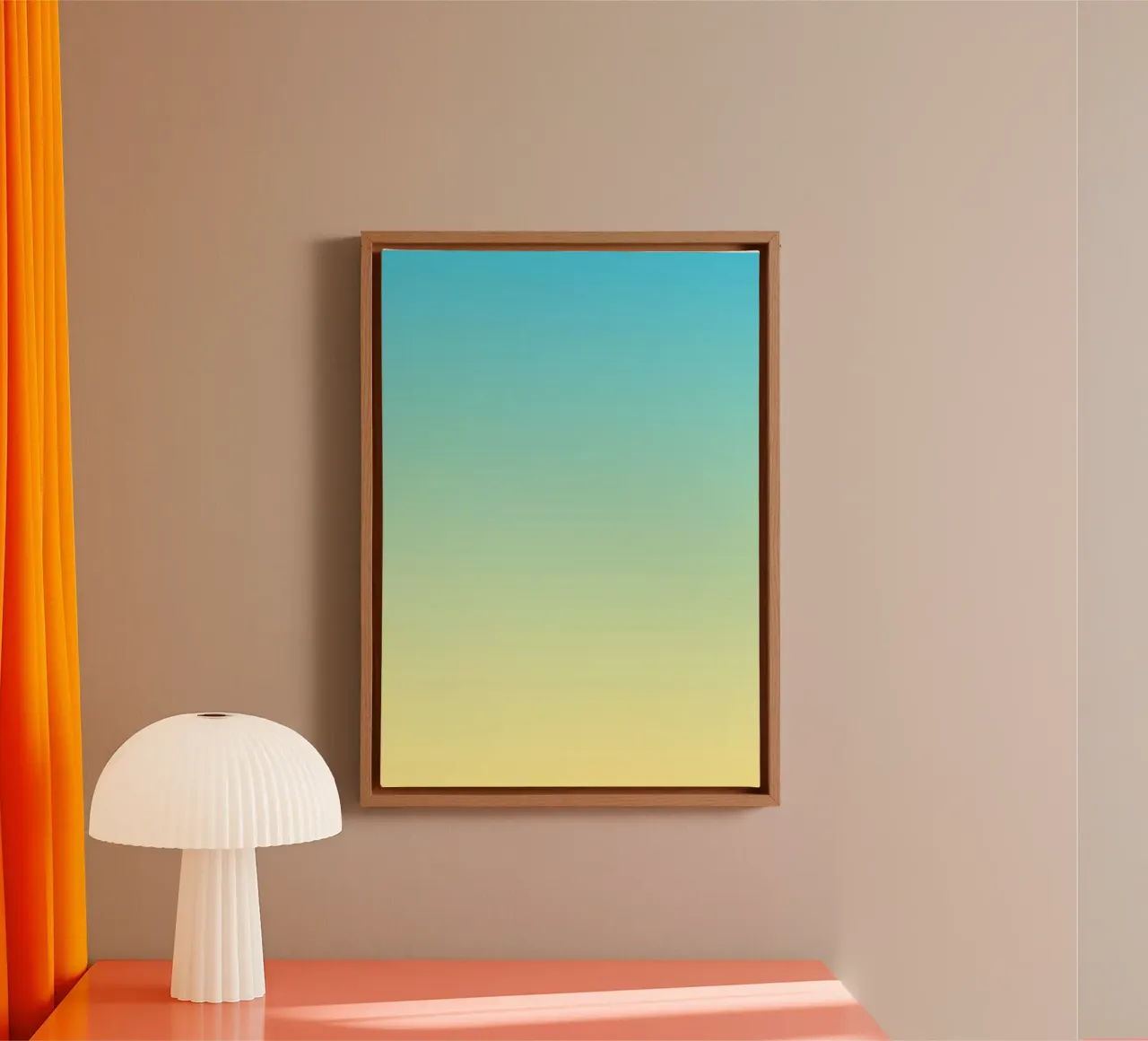 Sunny Sky kleurverloop kunst canvas met Baklijst van Paigaam Studio
