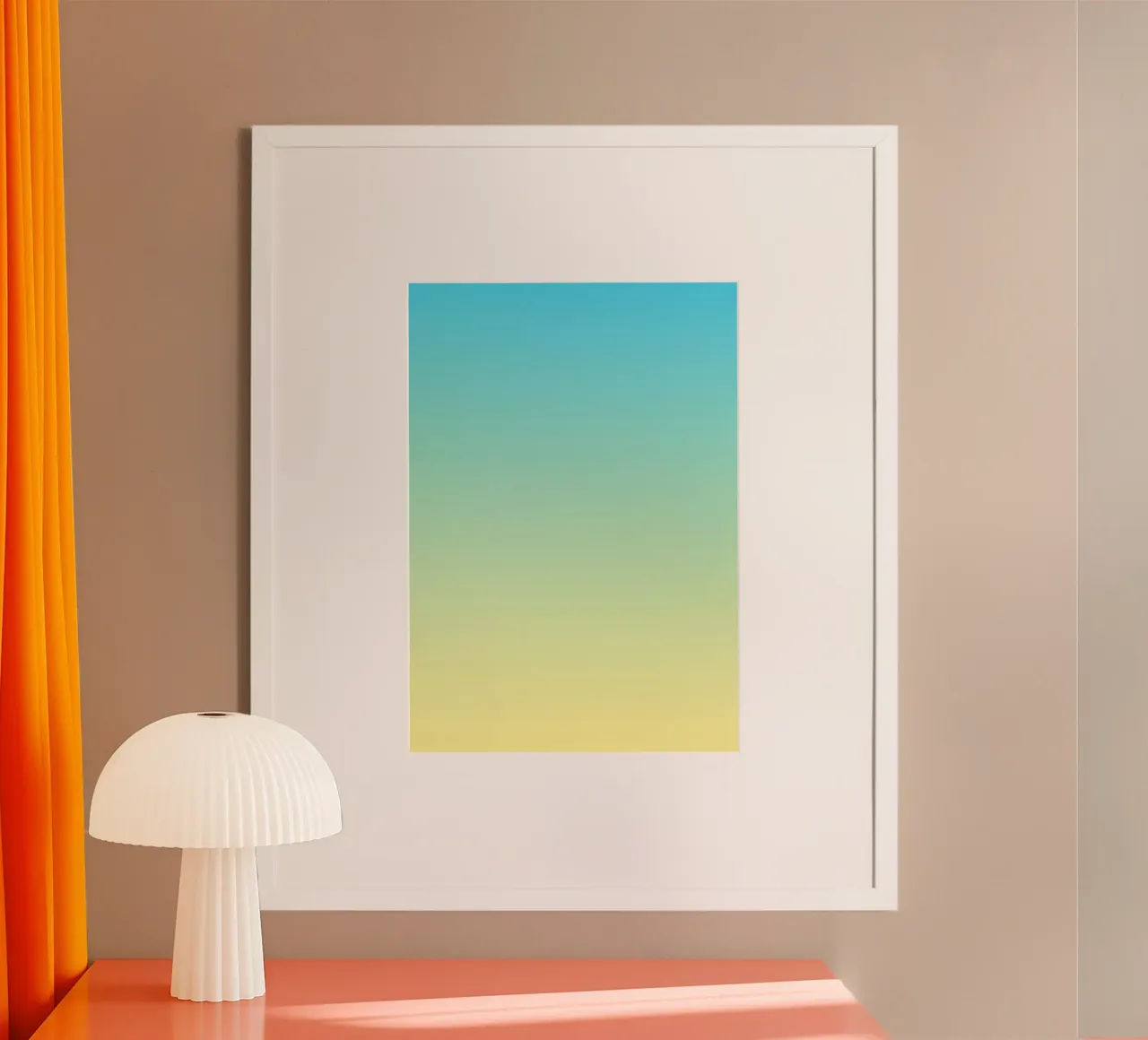 Sunny Sky kleurverloop kunst poster met aluminium frame van Paigaam Studio