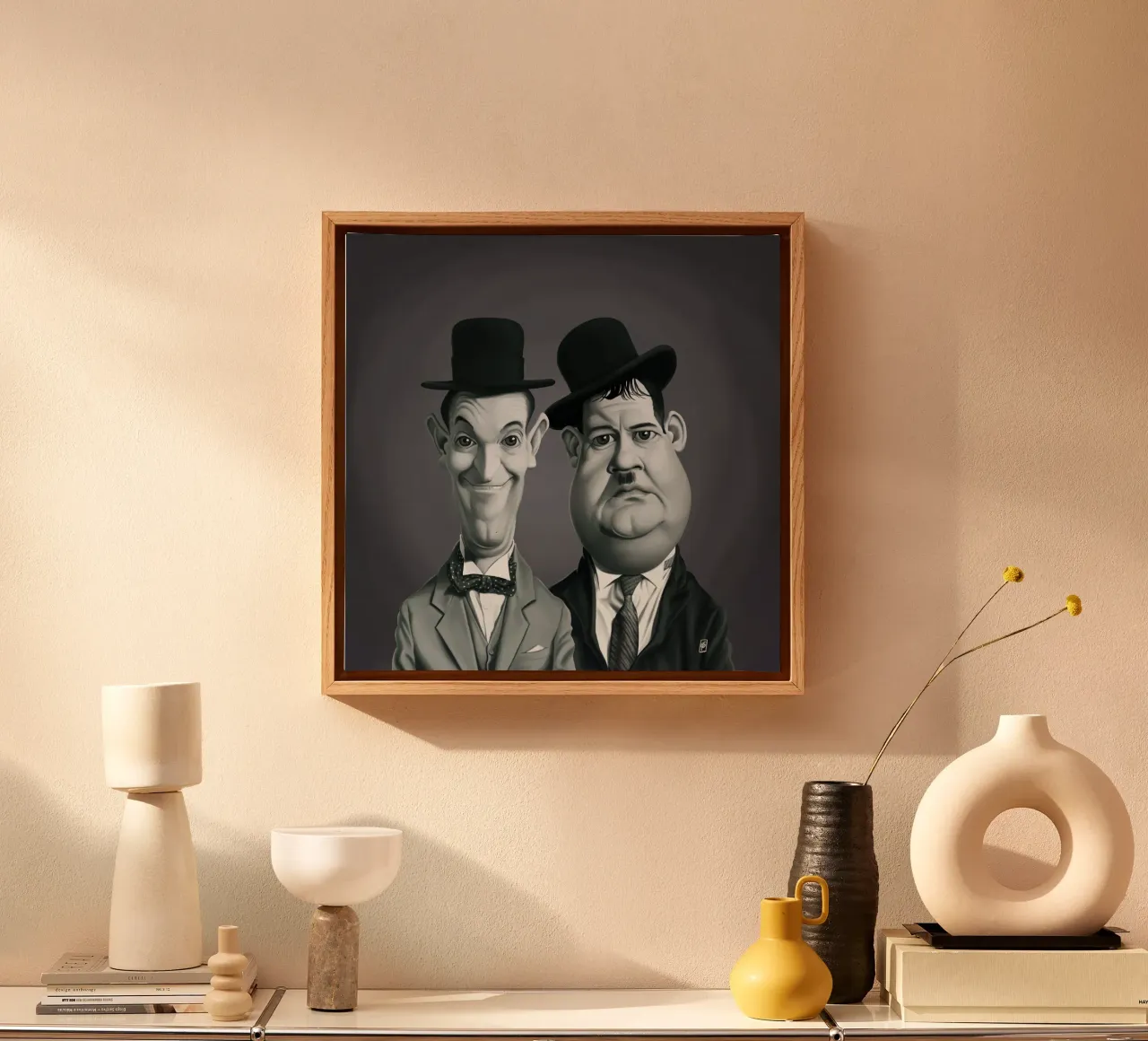 Laurel and Hardy tela con Cornice a cassetta da Rob Art | Illustration