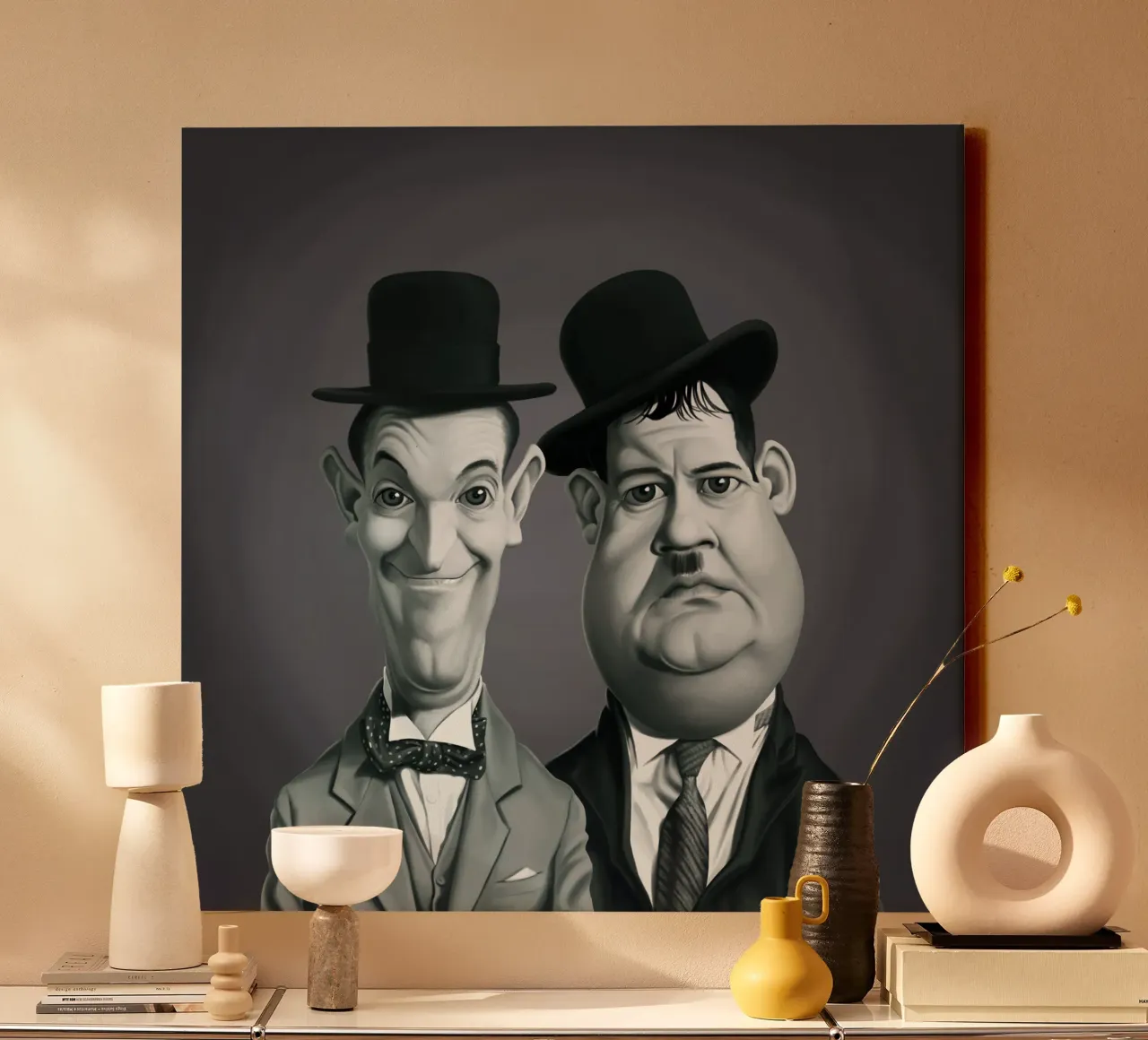 Laurel and Hardy tela con Cornice a cassetta da Rob Art | Illustration
