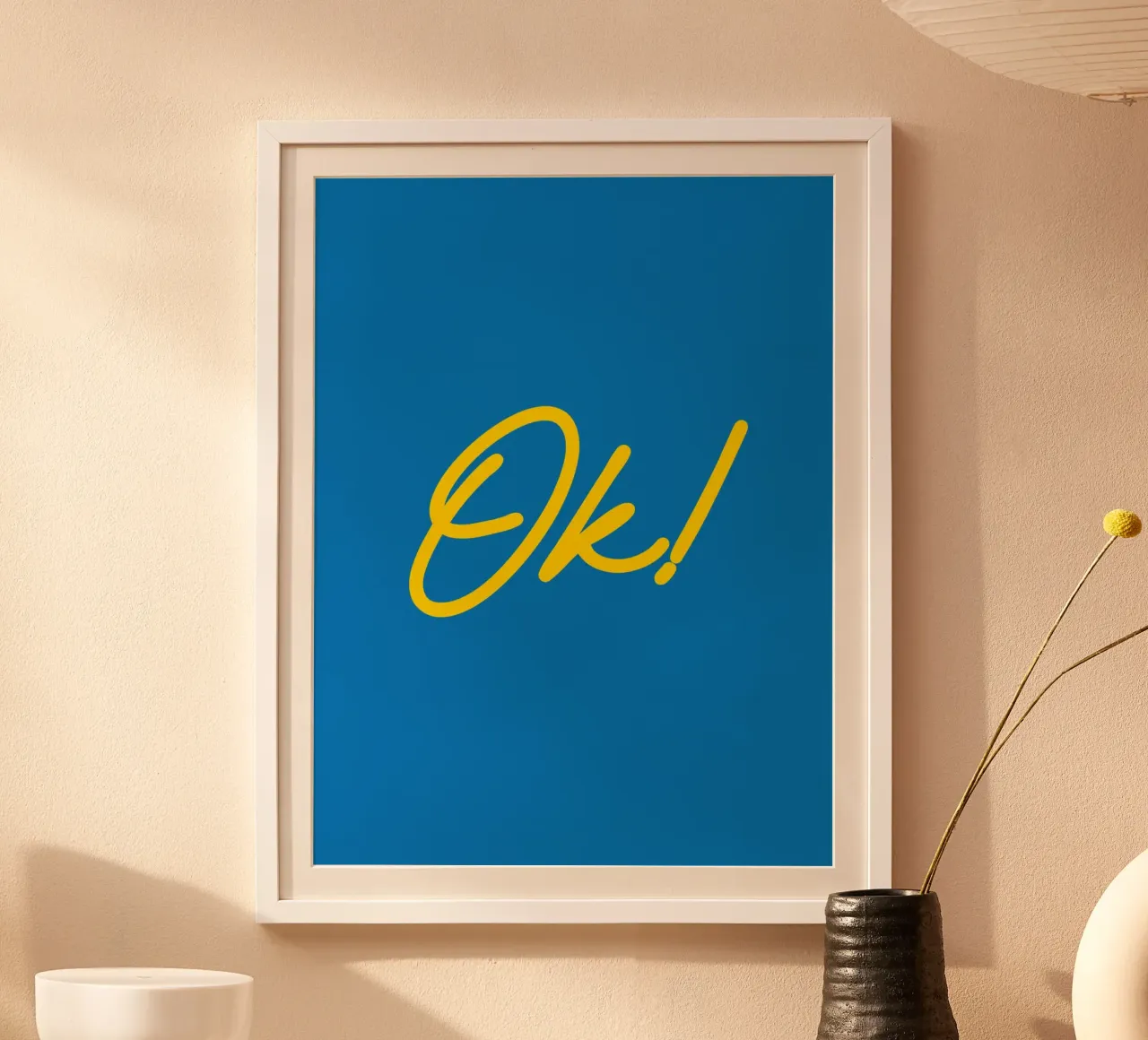 Ok Tipografia Semplice Estetica Moderna Minimalista poster con telaio in legno da AESTHETIC WRITING