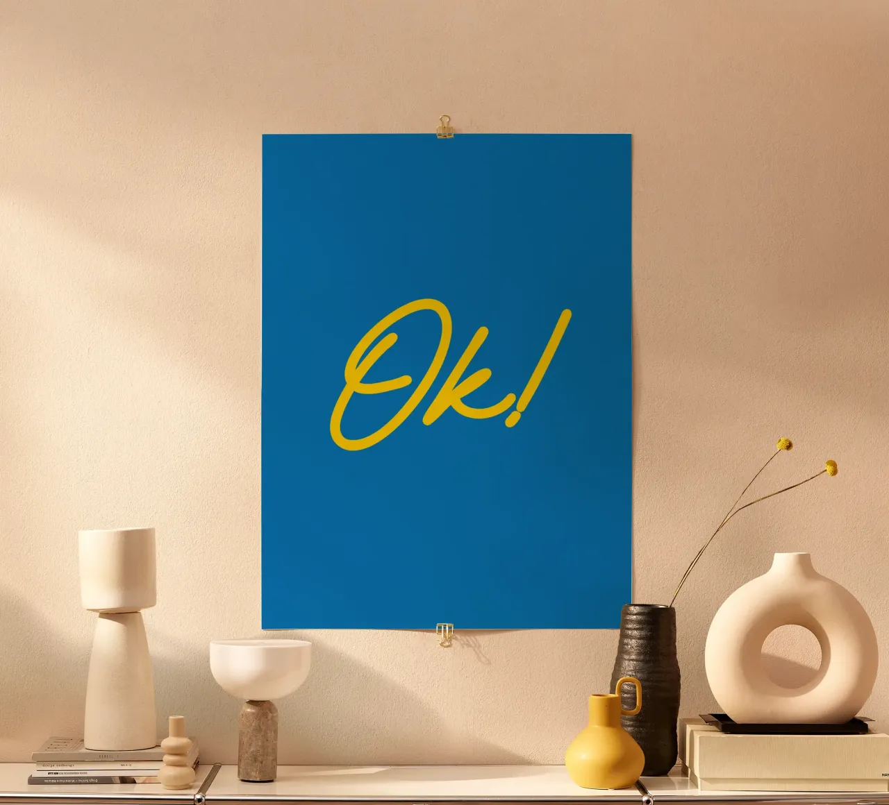Ok Tipografia Semplice Estetica Moderna Minimalista poster con telaio in legno da AESTHETIC WRITING
