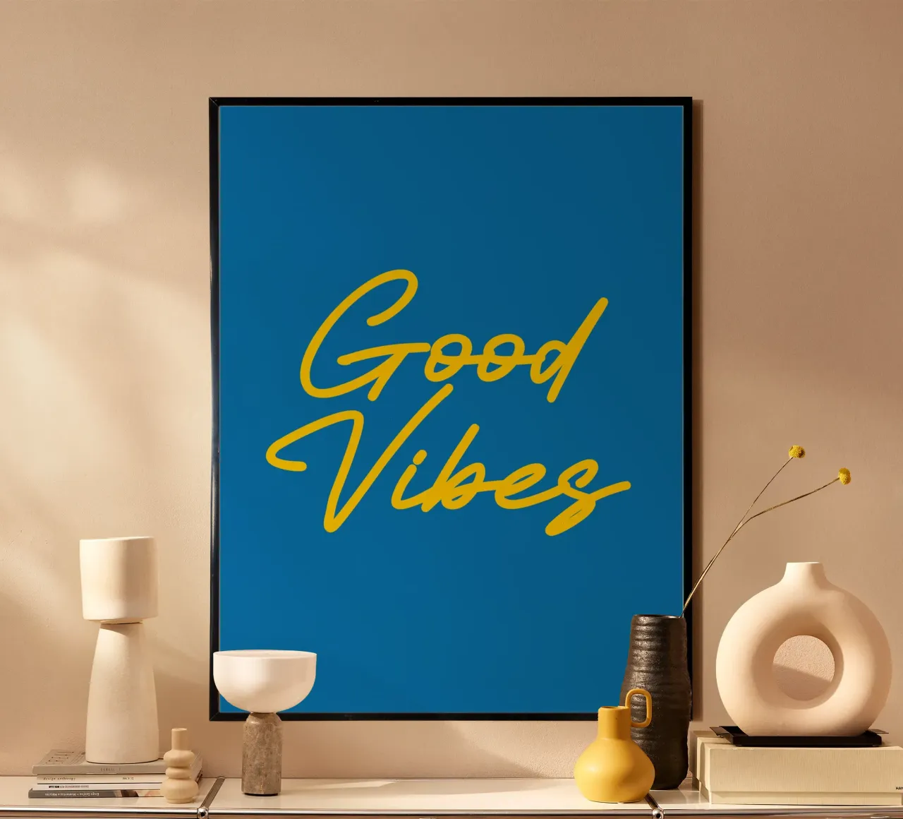 Good Vibes Semplice Minimalista Moderno poster con telaio in plastica da AESTHETIC WRITING
