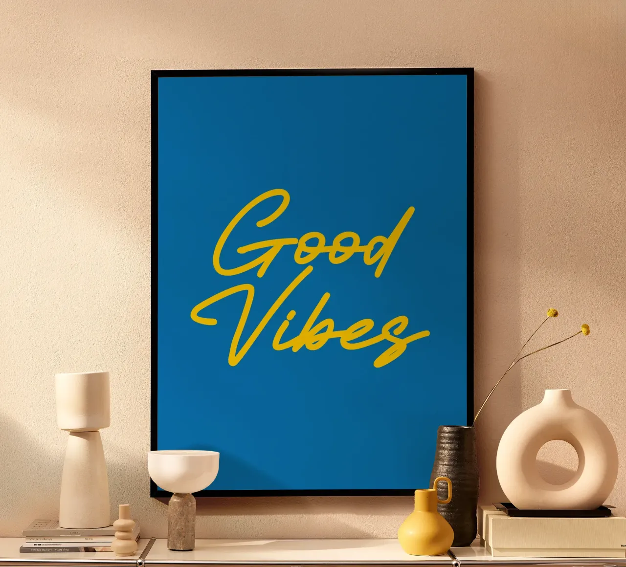 Good Vibes Semplice Minimalista Moderno poster con telaio in plastica da AESTHETIC WRITING