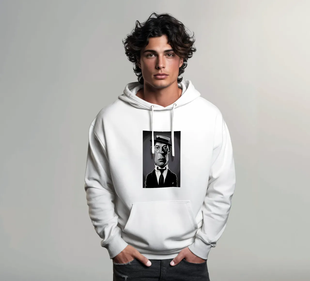 Buster Keaton felpa con cappuccio da Rob Art | Illustration