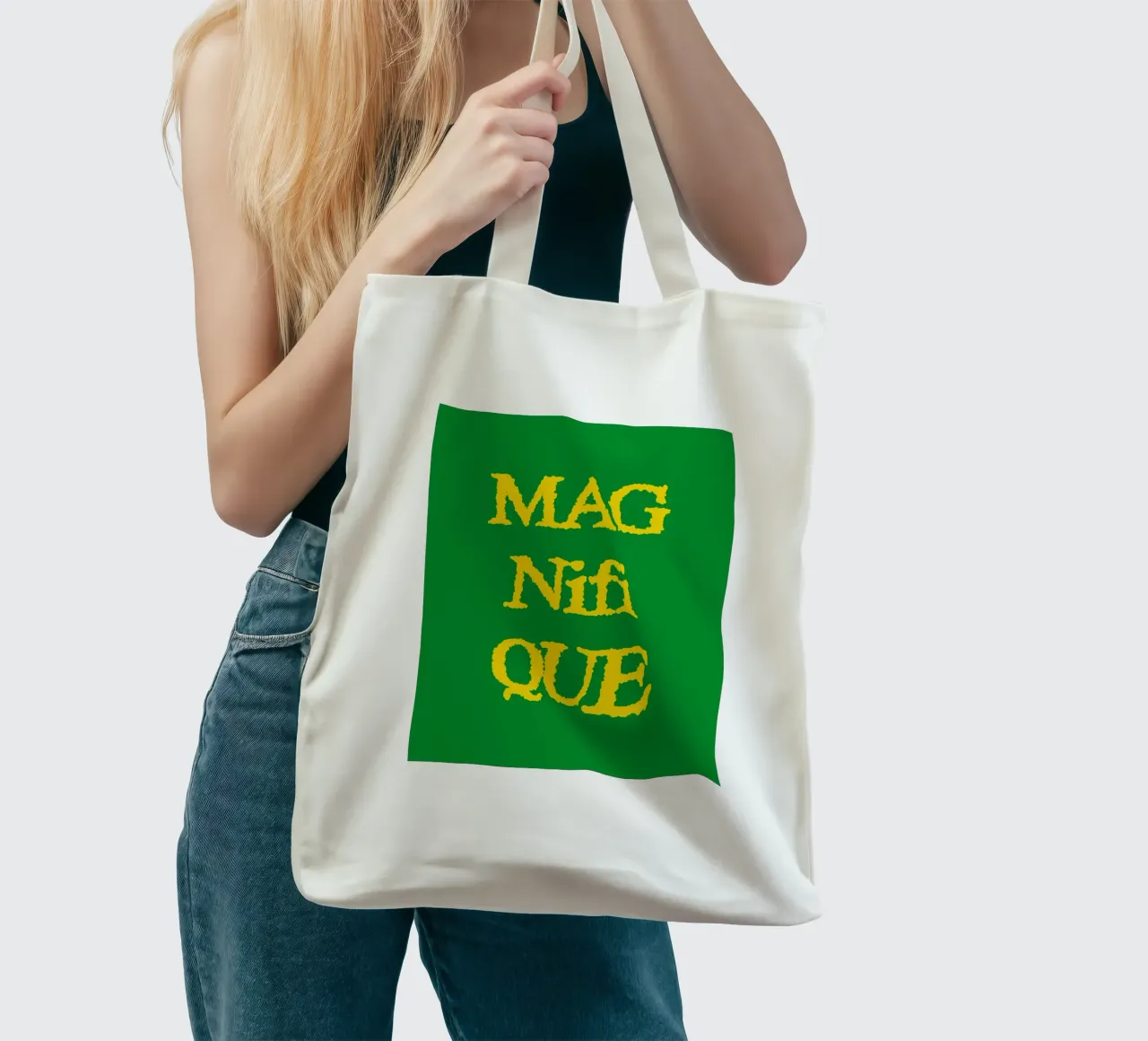Mag Nifi Que Simple Minimalist Typography tote bag by AESTHETIC WRITING
