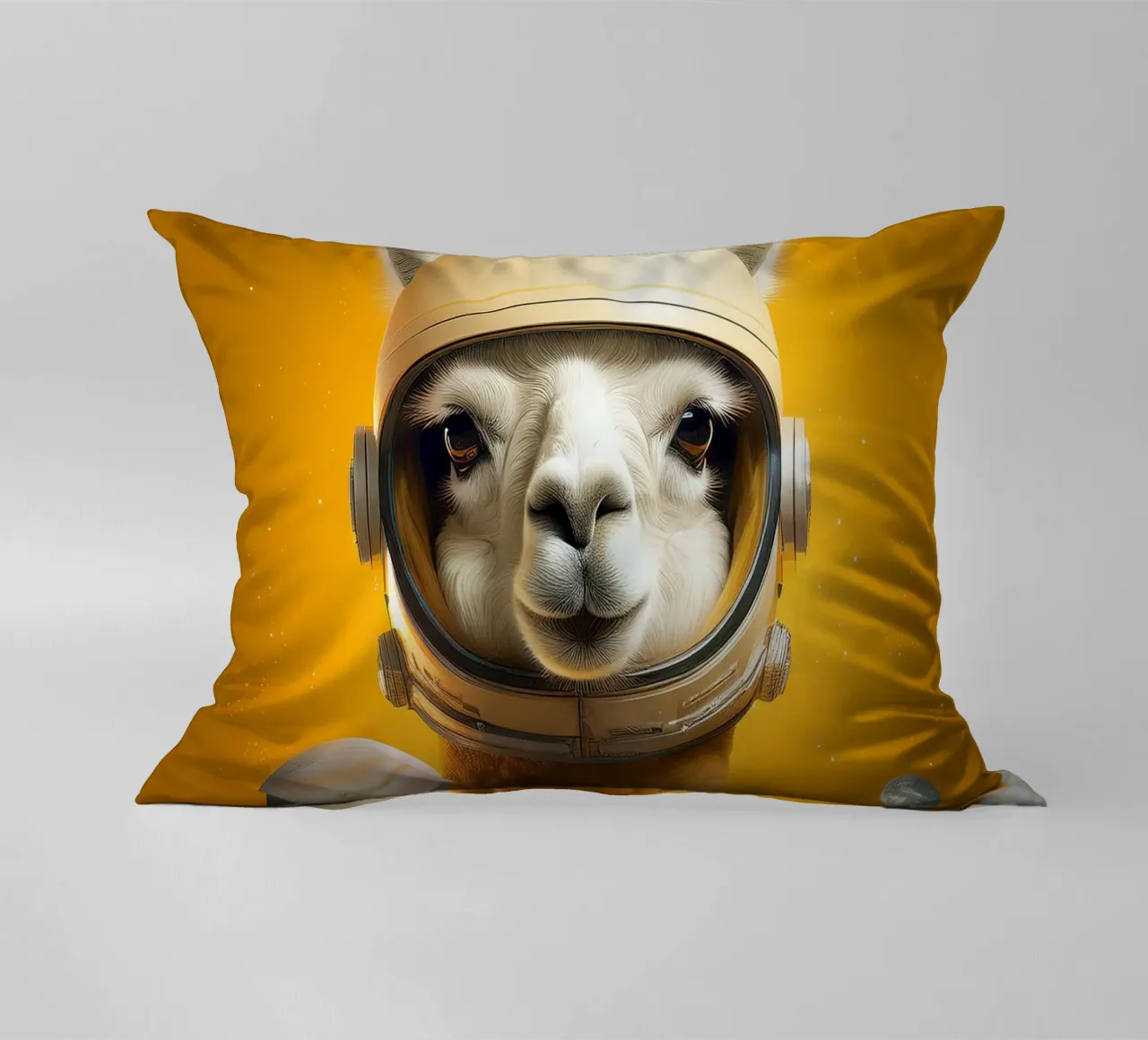 Astronaut Llama Adventure in Space – Fun Wall Art Print decorative cushion by FlexiDesignsByK