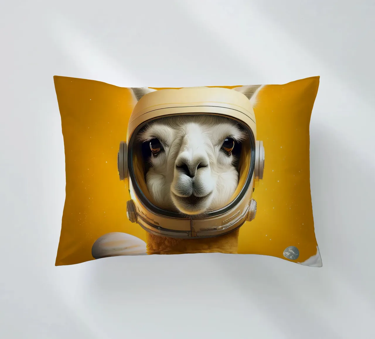 Astronaut Llama Adventure in Space – Fun Wall Art Print decorative cushion by FlexiDesignsByK