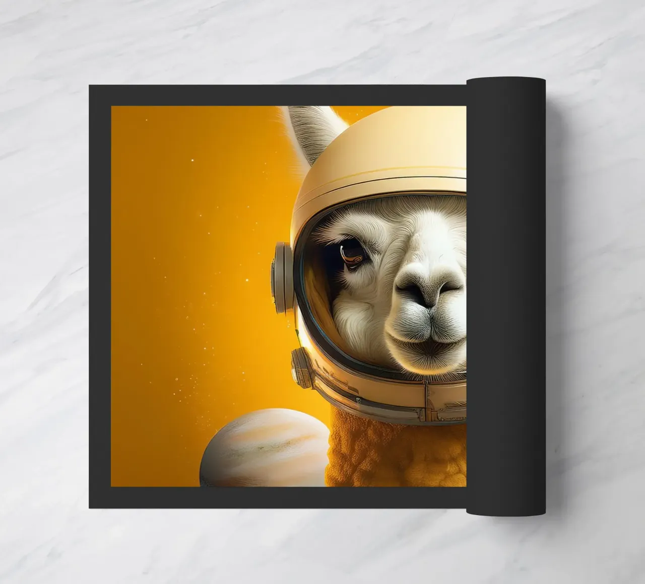 Astronaut Llama Adventure in Space – Fun Wall Art Print doormat by FlexiDesignsByK
