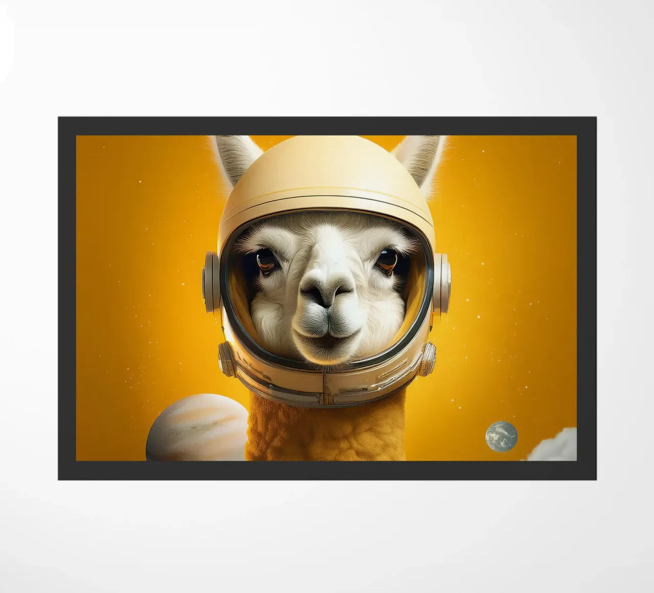 Astronaut Llama Adventure in Space – Fun Wall Art Print doormat by FlexiDesignsByK